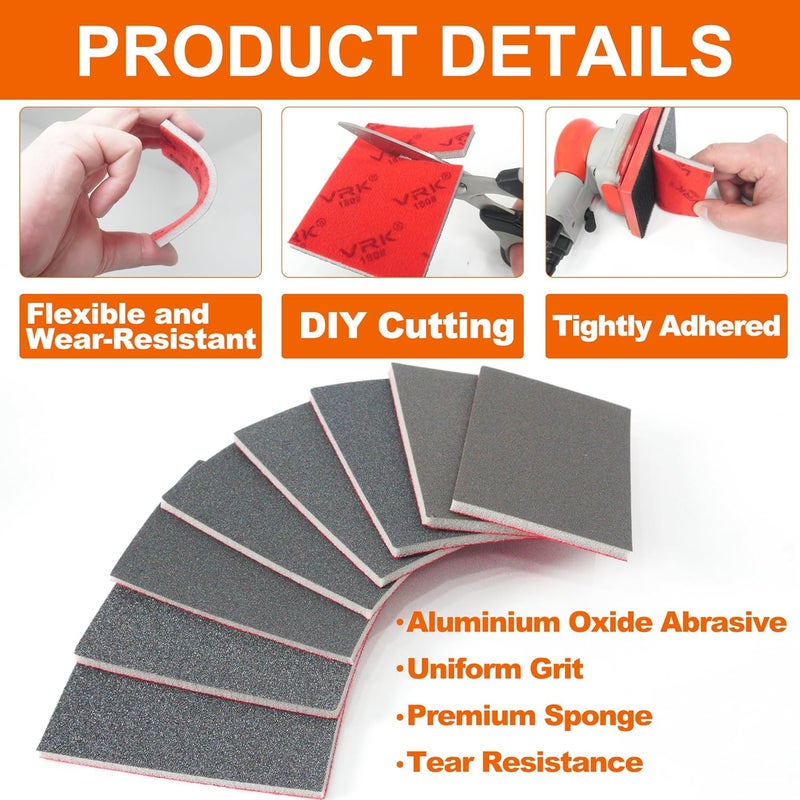 VRKET 28 Pcs 1200-1500 Grit Sanding Sponge,Ultra Fine Sandpaper,Soft Foam Hand Sander Block Wet Dry Sanding Pads for Automobile Wood Furniture Metal Drywall Polishing - Image 3